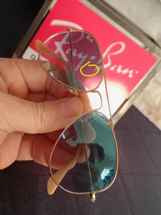 Gafas Ray-Ban Aviator Doradas Lentes Azules