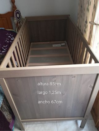 Cuna bebé madera 1,25m x 67cm x 85cm