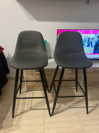 Juego de 2 banquetas grises y negras