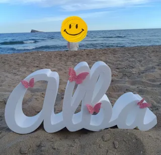 Letras decorativas Alba corcho + paloma