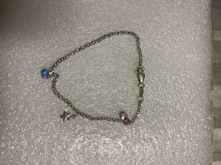 2 Pulseras Plata con Dijes Luna y Estrella