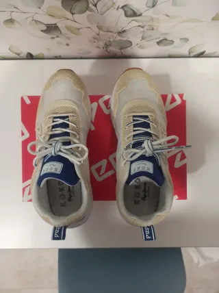 Zapatillas deportivas unisex beige y azul