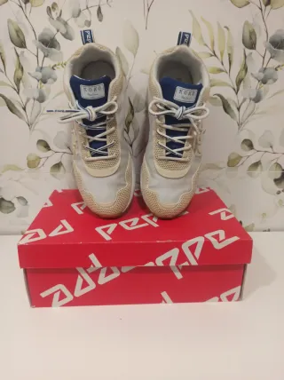 Zapatillas deportivas unisex beige y azul