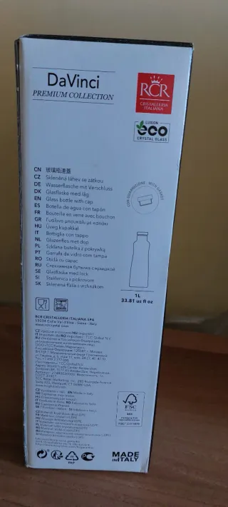 Bottiglia RCR DaVinci in vetro con tappo
