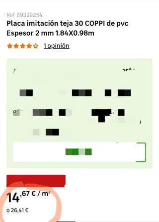 Placa de plástico para tejado