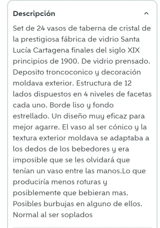 24 Bicchieri da Taberna Santa Lucía