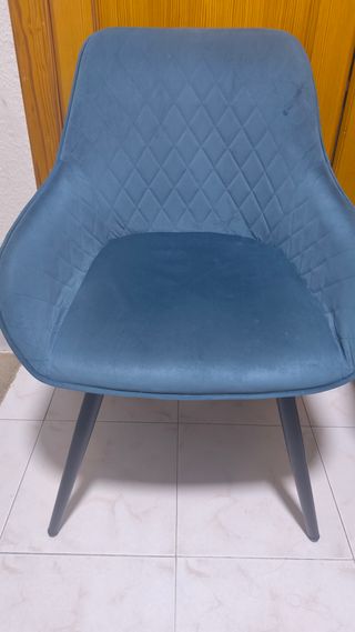 2 Sillas Terciopelo Azul Diamante