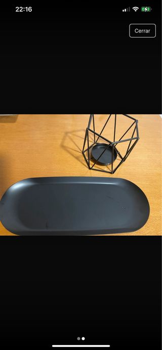 Vassoio curvo in metallo + portacandele geometrico