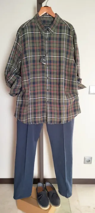 Camisa de cuadros verde y azul