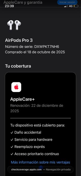 AirPods Pro 3 sin abrir con Apple Care