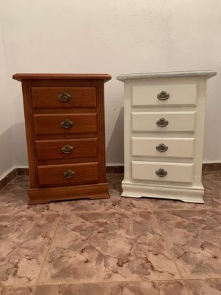 Mesitas de noche madera pino 4 cajones