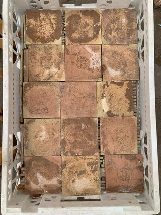 Azulejos baño azul años 60