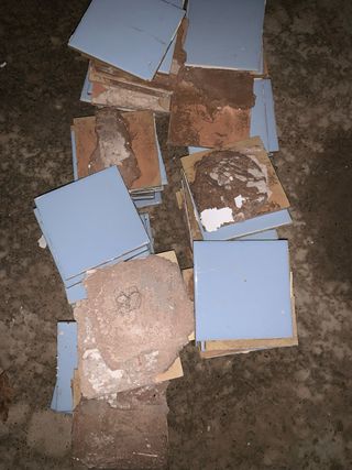 Azulejos baño azul años 60