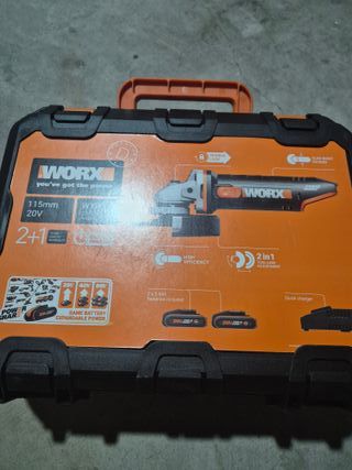 Amoladora Worx 115mm 20V con 2 baterías