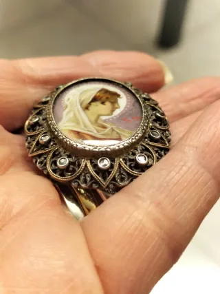 Spilla antica argento oro 750 diamanti