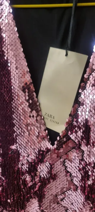 Vestido Zara lentejuelas rosa