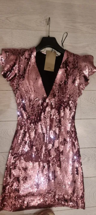 Vestido Zara lentejuelas rosa