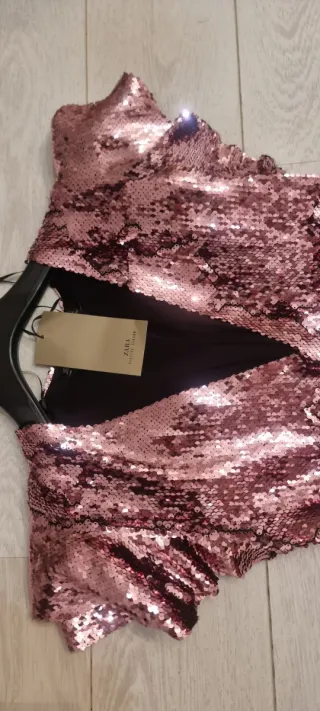 Vestido Zara lentejuelas rosa