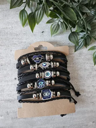 Set 5 Bracciali Occhio Blu Nero
