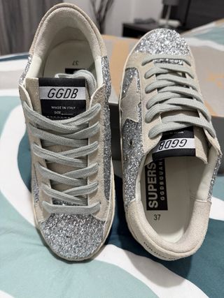 Zapatillas Golden Goose Glitter Beige/Plata