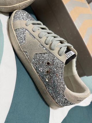 Zapatillas Golden Goose Glitter Beige/Plata