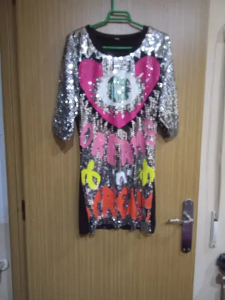 Vestido lentejuelas corazón ojo multicolor