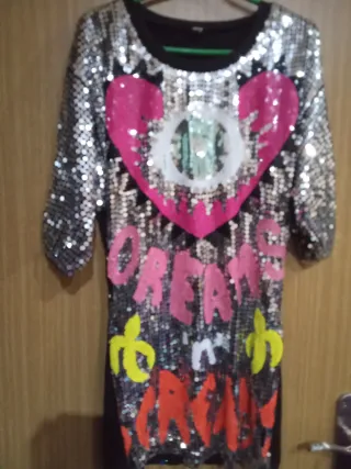 Vestido lentejuelas corazón ojo multicolor