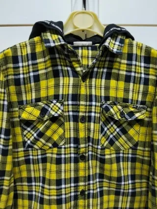Camicia con cappuccio a quadri bambino 10-11 anni