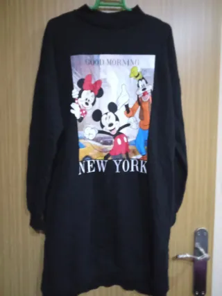 Vestido Negro Estampado Mickey New York