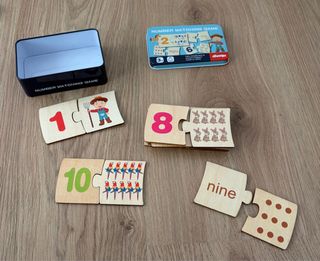 Puzzle para aprender números en lata de almacenami