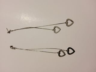 Orecchini pendenti cuore argento
