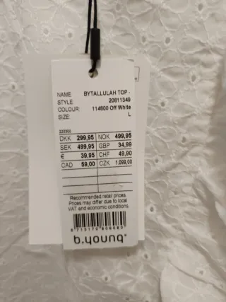 Blusa B.Young Blanca Talla L