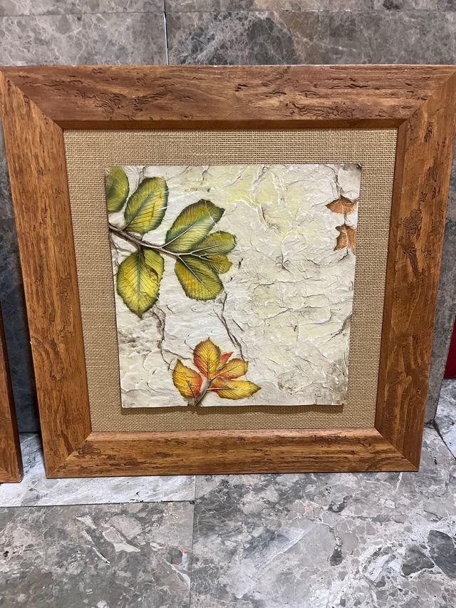 2 Quadri Decorativi Strutturati a Foglie