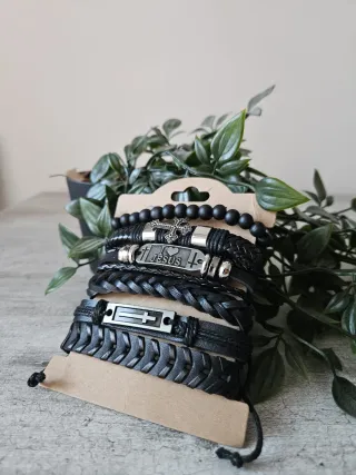 Set Bracciali Uomo I Love Jesus Croce