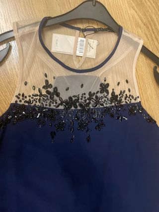 Vestido Tintoretto azul con pedrería