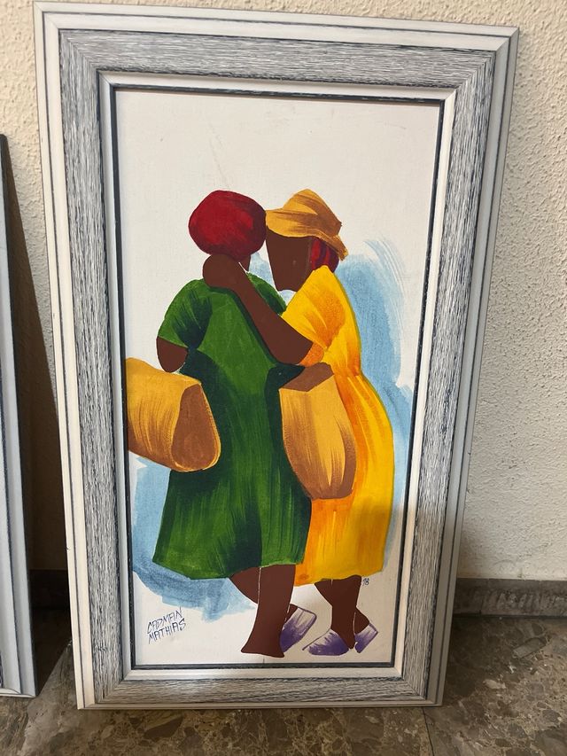 Trittico di 3 quadri naif haitiani