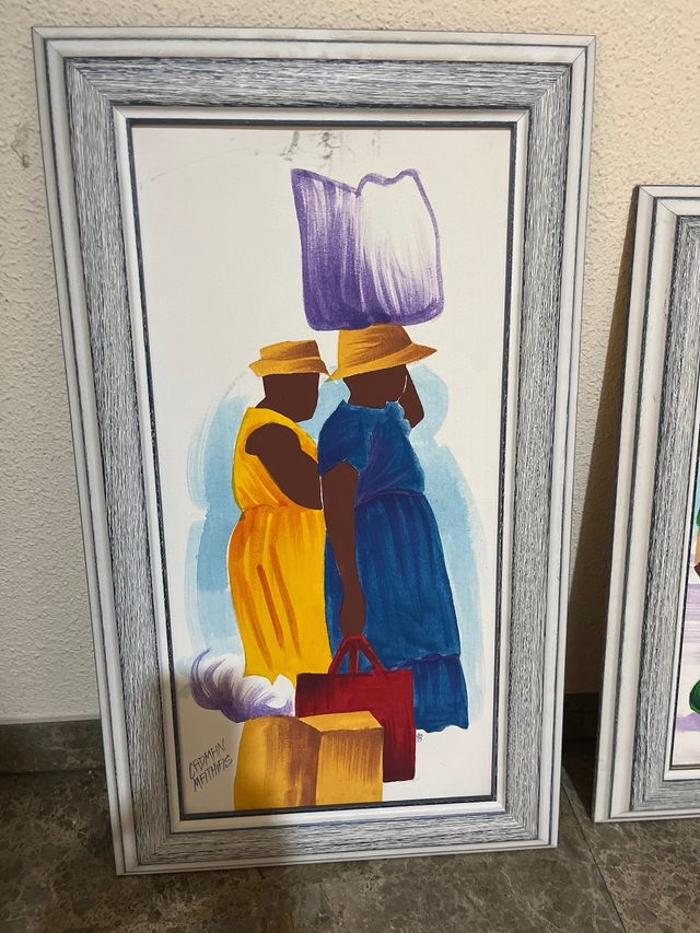 Trittico di 3 quadri naif haitiani