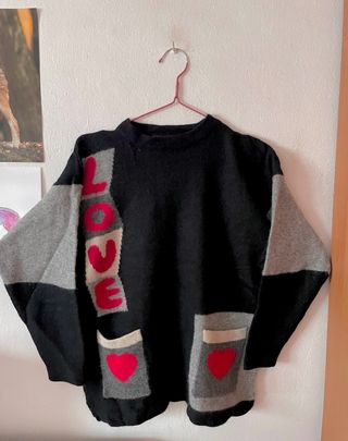 Jersey Vintage Boho Chic Love Knitted Jumper