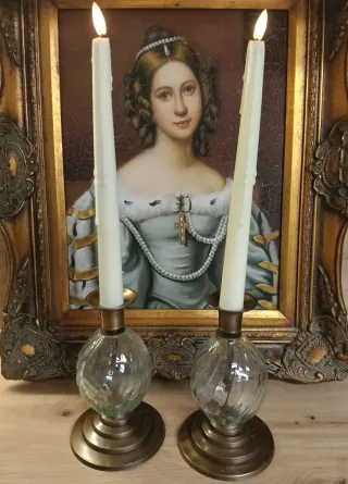 Candelabri in ottone e cristallo