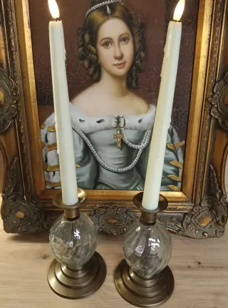 Candelabri in ottone e cristallo