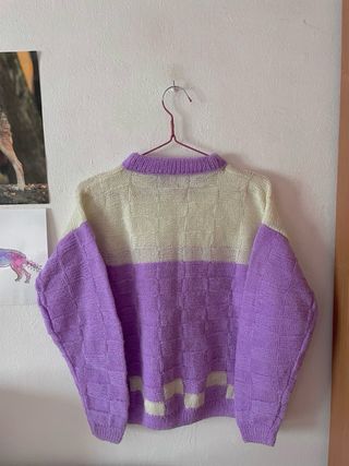 Jersey Vintage Lila y Blanco Cuadros