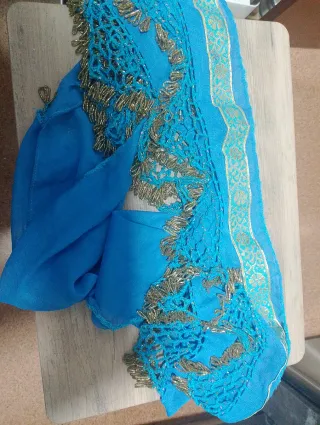 Pañuelo/Falda Danza Vientre Azul y Dorado