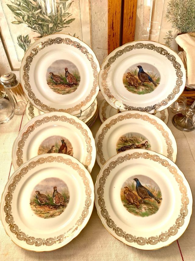 Platos porcelana francesa A.F. – 12 aves de caza