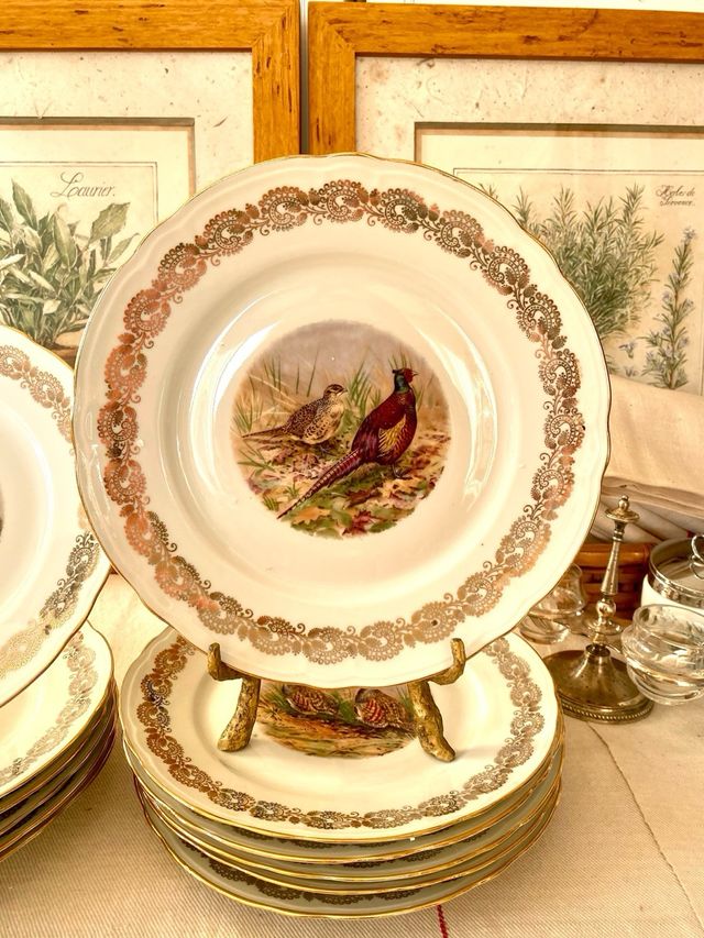 Platos porcelana francesa A.F. – 12 aves de caza