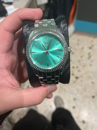 Reloj Marea plateado con esfera verde