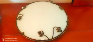 Aplique de techo clásico dorado y blanco