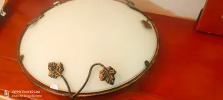 Aplique de techo clásico dorado y blanco