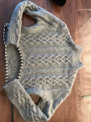 Jersey Zara Punto Ochos Bolas Gris