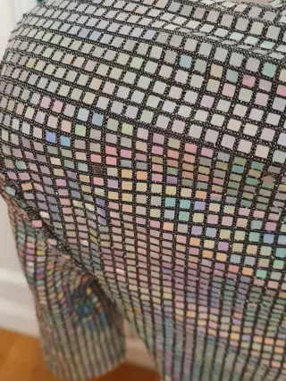 Top Bershka Cut Out Holográfico Plata