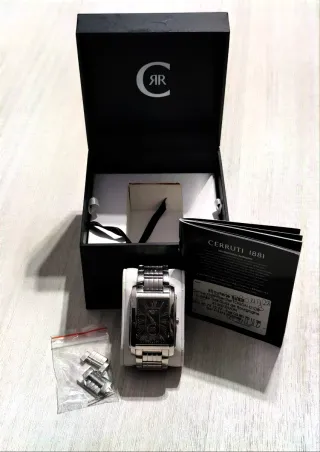 Orologio Rettangolare Cerruti 1881 Nero Argento